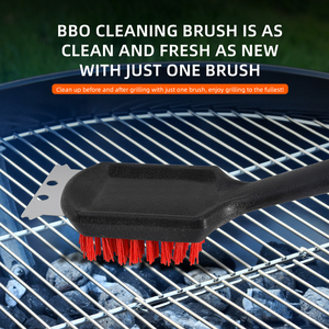 Cepillo de limpieza <span class=keywords><strong>para</strong></span> parrilla de 19.6'' con mango largo y raspador, cepillo de limpieza <span class=keywords><strong>para</strong></span> barbacoa 2 en 1 de alta resistencia, herramientas duraderas <span class=keywords><strong>para</strong></span> cocina exterior <span class=keywords><strong>para</strong></span> carbón. - Product Image 6