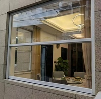 Fenêtre coulissante verticale à double battant en aluminium de style américain, porte et fenêtre en verre invisible