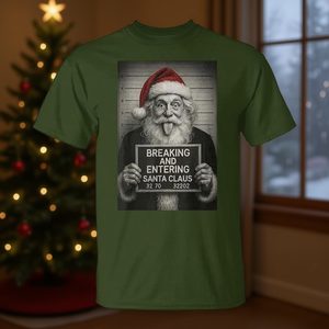 T-shirt de Noël Père Noël, design Mugshot, unisexe pour adulte - Product Image 3