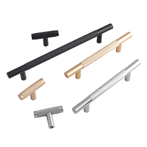 Gagang Pintu Lemari Modern Kuningan Aluminium Gagang Tarik Furnitur Perangkat Keras 128mm Gagang Laci Hitam Doff - Product Image 4