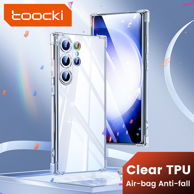 Toocki Airbag Anti-Drop Case Crystal Clear Soft TPU Frame 1:1 Fit Lens Protection Anti-Yellowing for Samsung S21-24 A53-54