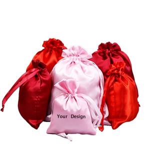 Luxury Custom logo Printing Black Satin Cloth Pink Gift Drawstring <strong>Bag</strong> Packaging Red Draw <strong>String</strong> <strong>Bag</strong> logo - Product Image 6