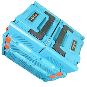 Caixa de ferramentas compatível para ferramentas elétricas, caixa de armazenamento laminada para ferramentas elétricas combinada, azul de plástico