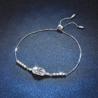 Bracelet en argent sterling S925 avec moissanite pour femme, couleur D, 1 carat, breloque étoile et fleur, ajustable, feuilles florales, bijoux fins