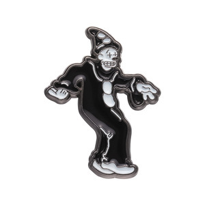 Pin decorativo de payaso blanco y negro de circo de Halloween <span class=keywords><strong>americano</strong></span> europeo, broche de terror con personalidad, fundición de dibujos animados, níquel negro 3D - Product Image 6