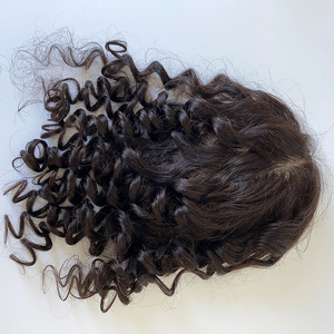 คลิปติดฐานไหมสำหรับผู้หญิงผมแท้2 # ปิดด้านบนเป็นคลื่นสีน้ำตาล100% หนังกำพร้าจัดตำแหน่งทำด้วยมือ - Product Image 3