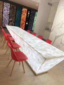 Belle décoration naturelle de luxe, pierre d'onyx d'agate blanche polie - Product Image 2