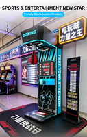 LEON Machine de test de force de frappe de boxe commerciale pour arcade, avec lumières clignotantes, garantie 1 an, interface en anglais, 1 joueur, en tôle