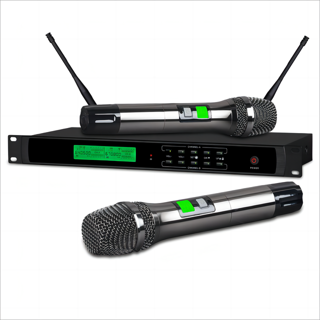 Professional UHF Wireless Microphone High Frequency Mic Cordless Noise Cancelling for Church Stage Karaoke or Studio Use