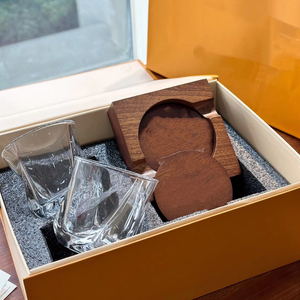 Cenicero de Cigarros de Madera de Nogal, Contenedor de Ceniza, Vaso de Cristal para Licor, Caja de Regalo, Cenicero Creativo para Oficina - Product Image 1