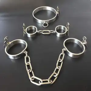 Collier Bondage avec menottes, pour homme et femme, accessoire de mode Bdsm, en métal