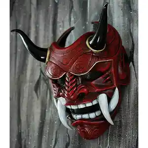 หน้ากากวันฮาโลวีนสำหรับผู้ใหญ่ทุกเพศ,หน้ากากยางงานปาร์ตี้หน้ากากปีศาจ Oni Demon Samurai Noh Kabuki Prajna