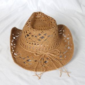 High Quality Vintage Outdoor Summer Wholesale Cowboy <b>Straw</b> <b>Hat</b> Sombrero Western Cowboy <b>Hat</b> Adult With Windproof Rope - Product Image 5