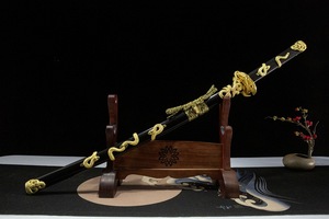 Sabres Longquan de 110 cm, forgés à la main, en une seule pièce, sabres ornementaux Serpent Doré, sabres samouraï fins, ornements, katanas en acier à haute teneur en carbone - Product Image 3