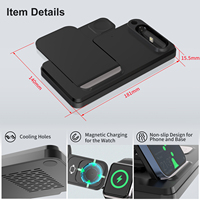 Schitec Chargeur Sans Fil Pliable 4 en 1 15W avec Port USB, Adaptateur de Charge Rapide Portable pour IWatch AirPods et iPhone