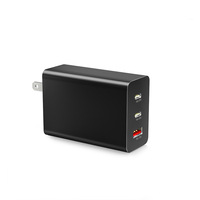 Chargeur rapide GaN 65W 2USB-C 1USB-A Chargeur mural multi-ports PD QC3.0 Adaptateur de charge portable pour téléphone tablette CE FCC RoHS