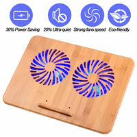 Support de refroidissement en bambou pour ordinateur portable de jeu de 15.6 pouces, support de refroidissement pour ordinateur portable avec Double ventilateur USB