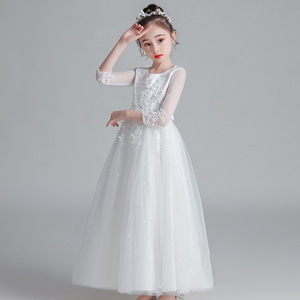 Wholesale Custom Princess Dress Girls Fluffy Tulle Long Sleeve Children Dress Performance Party Gown - Product Image 1