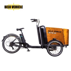 Beiji Néerlandais trois roues tricycle électrique en bois courbé boîte cargo vélo avec housse de pluie à vendre - Product Image 4