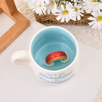350ml tasse en céramique personnalisée cachée 3D animal à l'intérieur de la tasse en céramique écologique dessin animé à la main tasse à café