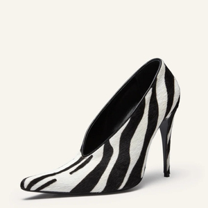 Escarpins sexy à bout pointu pour femmes, grande taille 45, à talons hauts, sandales découpées, coupe large, motif zèbre - Product Image 5
