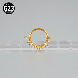 Anneau à clous en titane F136 et anneau clicker en CZ |   Bijoux <span class=keywords><strong>de</strong></span> piercing punk pour les oreilles et le <span class=keywords><strong>nez</strong></span>, pour les studios et les détaillants - Product Image 4