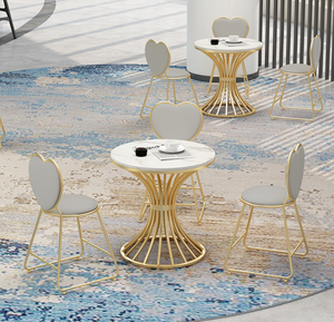 Taburete de tocador sencillo para dormitorio de niña con respaldo Love, silla popular en Instagram, elegante y lujosa para manicura. - Product Image 6