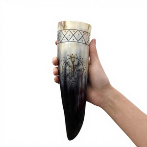 Jarra de Cerveza Decorativa Estilo Vikingo Africano, Hecha a Mano con Cuerno de Buey Real Pulido, Ecológica y Apta para Lavavajillas - Product Image 5