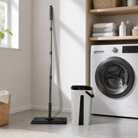 Ensemble serpillière et seau, serpillière plate, essoreuse, couvercle, manche télescopique en acier inoxydable, tampon en microfibre lavable, vente en gros
