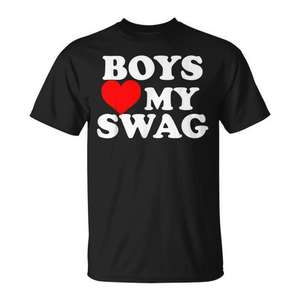 Camiseta Boys Love My Swag negra unisex para adultos talla M L XL XXL - Product Image 2
