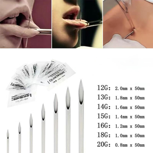 100 pièces d'outils de perçage 12G/13G/14G/15G/16G/18G/20G pour <span class=keywords><strong>nombril</strong></span>, téton, oreille, nez, lèvres, fournitures de tatouage, outil de bijouterie pour <span class=keywords><strong>piercing</strong></span> corporel - Product Image 5