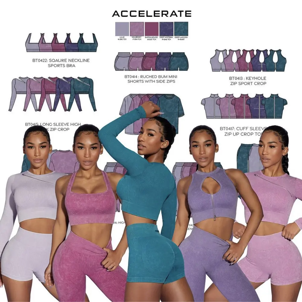 Deporte Ropa Mujer Yoga 6 Piece Sports Seamless Ribbed Workout Fitness Clothing Suit Woman Active Wear Gym Activewear Yoga Sets