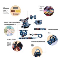 Ensemble personnalisé de laisse et collier pour chien en nylon, motif fusée astronaute, serviette anti-bave, harnais, ensemble de 6 pièces