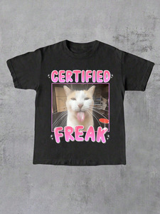 T-Shirt Divertente con Stampa Animale, Traspirante, Stile Street, in Puro Cotone Pettinato 180g, Vestibilità Ampia per Giovani - Product Image 6
