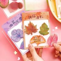 Blocs-notes Kawaii à motif de feuilles artificielles, notes autocollantes, papeterie adorable, cadeaux créatifs, papeterie coréenne en gros