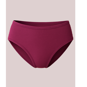 Culotte Hipster Femme Taille Moyenne en Coton de Haute Qualité, Violet Foncé Uni avec Bande Élastique Extérieure Simple, Respirante - Product Image 1