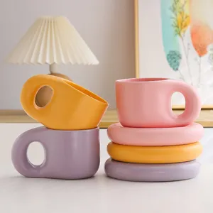 Креативная новинка чашка и блюдце в скандинавском стиле Pangpang жирная кружка кофейная кружка набор чайных чашек керамическая кружка
