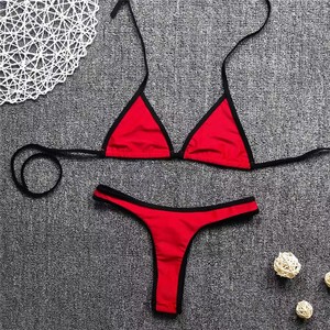 Ensemble de maillot de bain <span class=keywords><strong>bikini</strong></span> 2 pièces <span class=keywords><strong>ultra</strong></span>-léger pour femmes avec micro-soutien-gorge à bretelles transparentes et string - Product Image 3