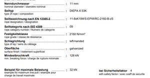 Tali kawat DIEPA baja galvanis untuk derek SWF tali kawat D11 mm - Product Image 2