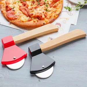 Axe Shaped Pizza Cutter Wheel Stainless Steel Pizza Knife With Bamboo Handle <b>Cookie</b> Cake Pastry <b>Cutting</b> Tool Kitchen Accessories - Product Image 4
