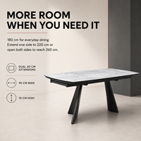 Table à manger extensible de luxe moderne OEM, plateau en céramique, gain de place, plateau en pierre frittée, pieds en métal, mobilier de salle à manger