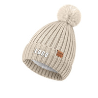 Bonnet en tricot chaud pour femme 2025 avec pompon en fourrure amovible – Idéal pour l'hiver et les voyages