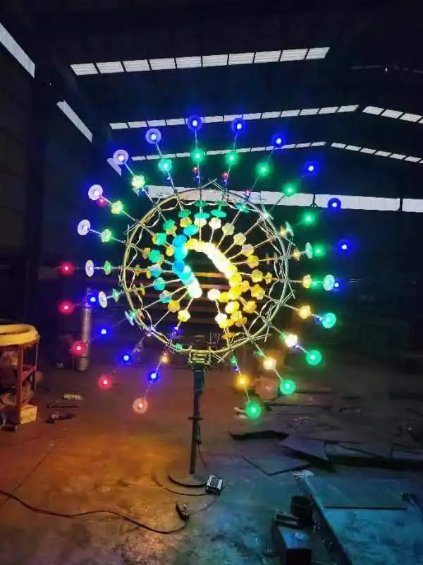 Abstract Steel Rotating Kinetic Wind Sculpture Kinetic Sculpture With Led Music Kinetic Lights Sculpture