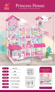Nouveau style, plusieurs jouets éducatifs pour filles, jeux de simulation, maison de villa rose à assembler soi-même, avec lumière et pile Ag13 - Product Image 2