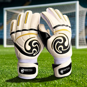 Hot Selling Custom Design Black and White Soccer Goalkeeper <b>Gloves</b> with 4mm German Latex Negative Cut - Product Image 6