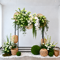 Arche de mariage en fleurs de soie et plastique sur mesure, détachable, avec fond circulaire en bois, durable, pour décoration événementielle naturelle