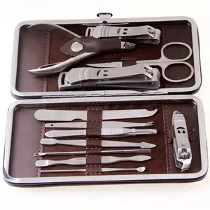 Professional Nail Clipper Set 12 in 1 Manicure and Pedicure Kit for Fingernail and Toenail with Portable Travel Case