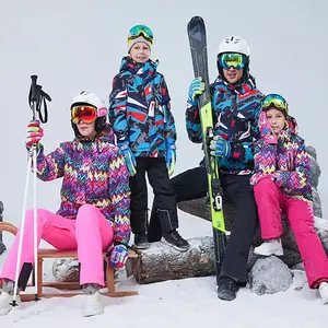 亲子套装滑雪服儿童雪衣夹克防水家庭搭配套装儿童冬装定制服装