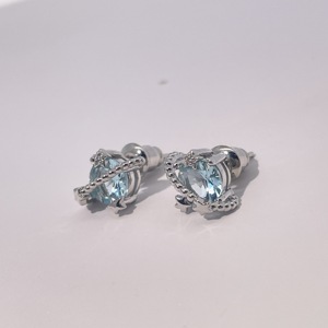 Boucles d'oreilles clous étoile en zircon bleu mer plaqué or imitation perle classique élégante et mignonne pour femmes Tianyu Gems - Product Image 5