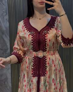 Vêtements musulmans Arabie Saoudite Dubai Robe pour femmes Ensemble deux pièces Robe longue musulmane légère de luxe avec incrustation de diamants chauds - Product Image 2